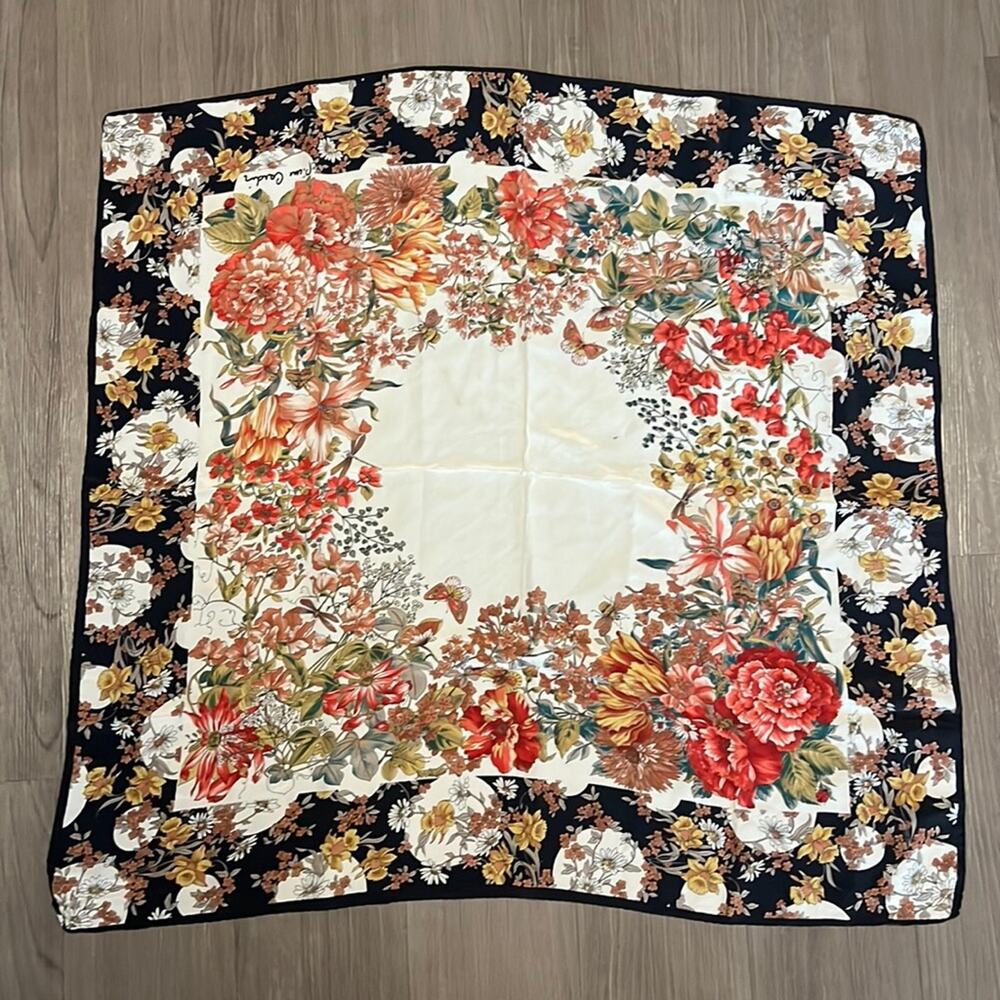 Pierre Cardin Floral Scarf Boho Lightweight Squared